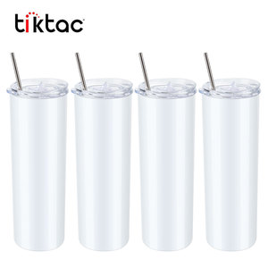 Gobelets à café en métal personnalisés de 20 oz, fins, noirs, avec couvercle et paille - Product Image 1