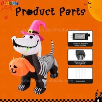 Cabeza de calavera inflable de Halloween, perro esqueleto inflable, luces LED incorporadas, juguete inflable, calabaza para patio al aire libre, jardín