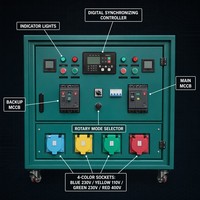 Boîtier de distribution à synchronisation automatique 380V 400V Triphasé 5 fils Précision classe 0.5 pour Générateur Diesel et Raccordement au Réseau IP54