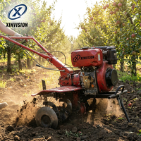 Motoculteur diesel 5 CV à démarrage électrique 173F 247cc à transmission par engrenages, mini-cultivateur rotatif, tracteur à conducteur marchant pour un travail agricole pratique