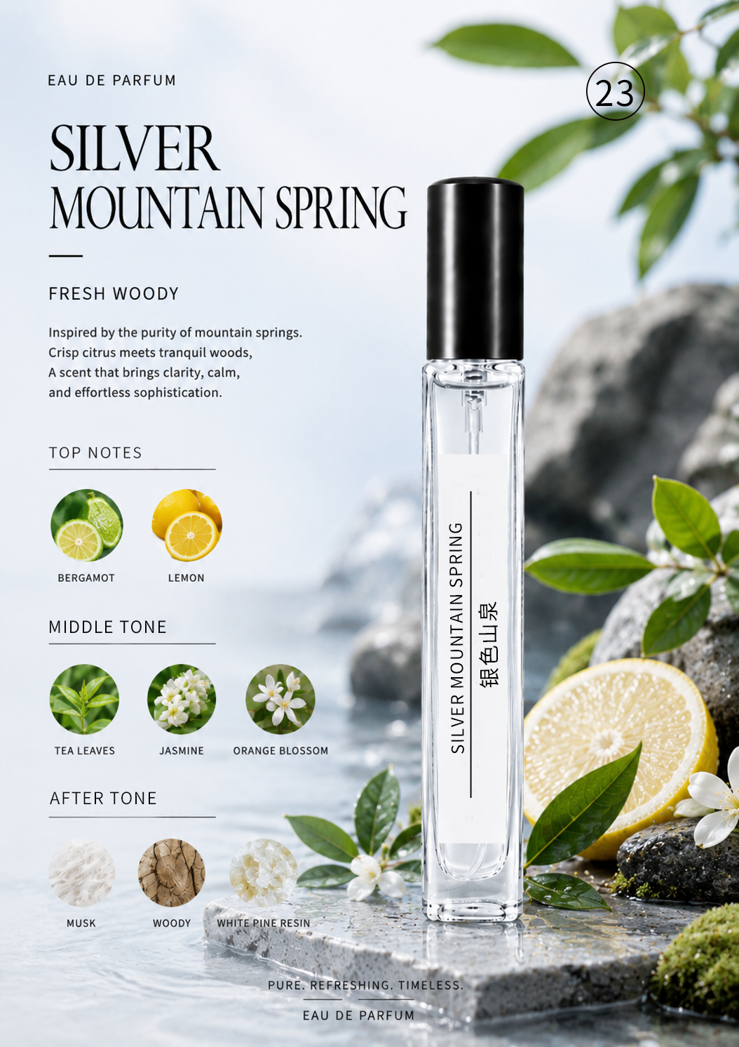 Eau de montagne argentée