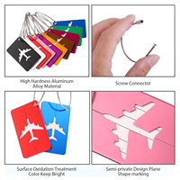 Étiquettes à bagages personnalisées, logo gravé au laser, impression, alliage d'aluminium, étiquette à bagages pour avion, étiquettes de sac à main de voyage portables avec anneau en fil métallique