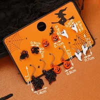 Ensemble de boucles d'oreilles tendance en alliage, motif tête de citrouille et fantôme, style Halloween, thème horreur sombre, pour femmes, best-seller transfrontalier Europe-Amérique