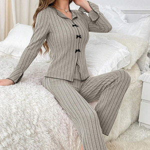 Completo Casual da Casa Due Pezzi da <span class=keywords><strong>Donna</strong></span> Stile Europeo Americano <span class=keywords><strong>Pigiama</strong></span> Caldo Autunno Inverno con Vita Elasticizzata - Product Image 5