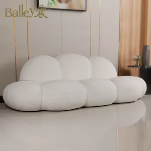 Moderne Minimalistische Stijl Teddyfluweel Woonkamer Banken Luxe Beste Kwaliteit Wolk Bubble Sofa Set Meubelstof