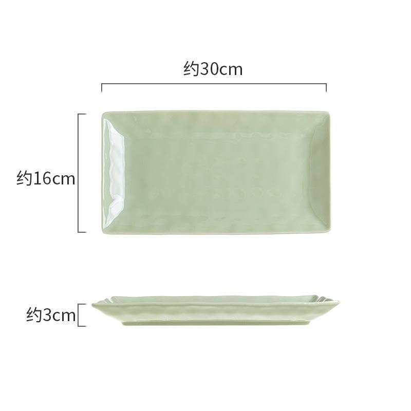 Plato rectangular de 12 pulgadas con estampado de piedra - Verde leche
