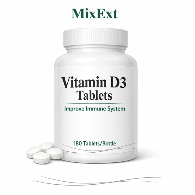 MixExtract OEM Vegan Vitamin D3 10000IU Tablets Dietary Supplement for Bone Teeth Muscle & Immune Health Support