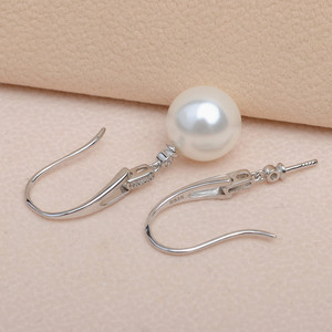 Boucles d'oreilles à crochet en argent S925 pour femme, grandes, avec perle de 7 à 15 mm, longues, accessoires de bricolage, plateau vide, tendance, 1220, apprêts et composants de bijoux - Product Image 3