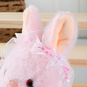 Nhồi bông thỏ động vật sang trọng Bunny Keychain vườn ren headscarf tai dài peluches plushie đồ chơi Bunny Thỏ dây đeo chìa khóa - Product Image 3