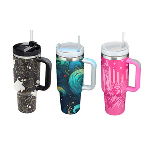 Customize H2.0 White 40oz Double Walled Stainless Steel Vacuum Travel Car Boba Coffee Mug with Handgrip and Straw - Product Image 4