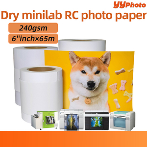 Papier photo <span class=keywords><strong>minilab</strong></span> RC de haute qualité, rouleau pour imprimante <span class=keywords><strong>Epson</strong></span> FUJIFILM Noritsu, 6 pouces, 65 m, brillant, lustré, DX100 DX400 DE100 D1070 - Product Image 1