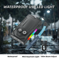 Senter Mini EDC LED Tahan Air IP65 USB Isi Ulang dengan Sinar yang Dapat Disesuaikan, Jangkauan 100m, SOS/Kedip, 1000 Lumens, Aluminium