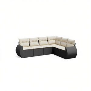 Elegante Set di Divani da Giardino Modulari in Polyrattan Nero, Arredamento da Esterno con Cuscini in Schiuma ad Alta Densità - Product Image 1