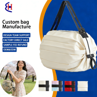 Sac de courses multifonctionnel pliable avec fermeture éclair, poignée en sangle PP, sac fourre-tout robuste en polyester pour les affaires et l'école