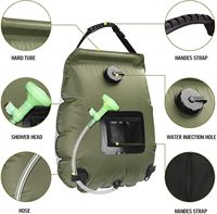 Sac de douche solaire durable de 20L pour les activités de plein air Portable Beach Hiking Climbing Camping Bath Products