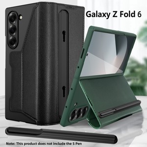 เคสหนังใหม่สำหรับ Samsung ZFold ลด 40% เคสโทรศัพท์แบบพับได้พร้อมตัวล็อคแบบ Snap, ช่องใส่ปากกา, ช่องใส่บัตร, เคสหนังสำหรับนักธุรกิจ - Product Image 1