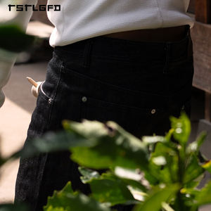 جينز دينيم ياباني مخصص بتصميم عتيق 13 14 15 أونصة، جينز خام بحواف غير مزروعة، ملابس الشارع، جينز دينيم ثقيل الوزن للرجال بقصة فضفاضة - Product Image 4