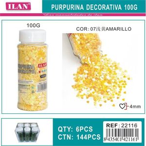 Glitter Decorativo Ilan 100G Giallo a Forma di Cuore 4mm per Lavori Artigianali - Product Image 1
