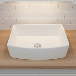 Lavello da Cucina in Ceramica Bianca Stile Rustico, Vasca Singola, Frontale a Grembiule, Rettangolare, 33 Pollici, Sottotop, Superficie Lucida - Product Image 2