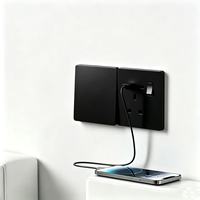 Prise murale ultra-fine 6 mm de style britannique 16A avec interrupteur, panneau PC blanc ignifuge, usage hospitalier, 2 ports, OEM/ODM