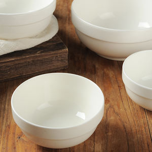 Bol à nouilles en porcelaine blanche moderne pour la maison, 4/4,5/5/5,5/6/7/8 pouces, bol en céramique, protection unilatérale en porcelaine - Product Image 1