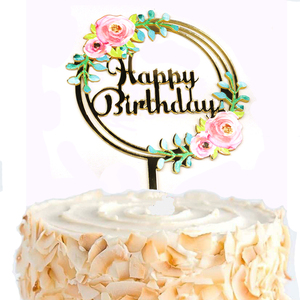 Nouveau Design Miroir Or Joyeux <span class=keywords><strong>Anniversaire</strong></span> Acrylique Gâteau Topper Couleur Impression pour Noël Graduation Pâques Occasions - Product Image 1