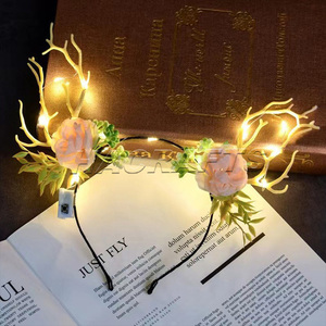 चमके हेयरबैंड परी फूल बहु-रंग पुष्प हेडपीस हेडबैंड लाइट, पार्टी के लिए फूल मुकुट पुष्पचक्र - Product Image 3