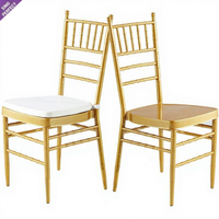 Chaises Tiffany en métal doré en gros, chaises Chiavari en métal pour mariage, chaises empilables pour hôtel, sièges de banquet