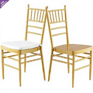 Sillas Tiffany de Metal Dorado al por Mayor, Sillas Chiavari de Metal para Bodas, Sillas Apilables para Banquetes de Hotel - Product Image 1