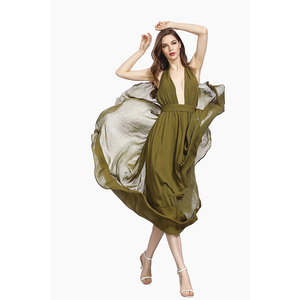 Verano vestido nuevo Con una vertiginosa cuello corbata vestido de las mujeres - Product Image 4