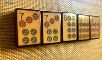 Juego de Mahjong Americano Retro con Bordes Rojos, Fichas Acrílicas Amarillas, 160 Fichas Geisha Joker para Diversión Familiar y Clubes