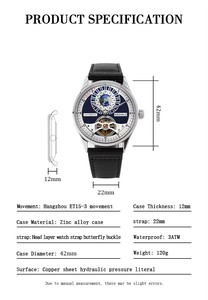 Montres mécaniques automatiques pour hommes, cadran squelette, lumineuses, étanches 3 ATM, mouvement chinois, luxe et mode, livraison directe - Product Image 6