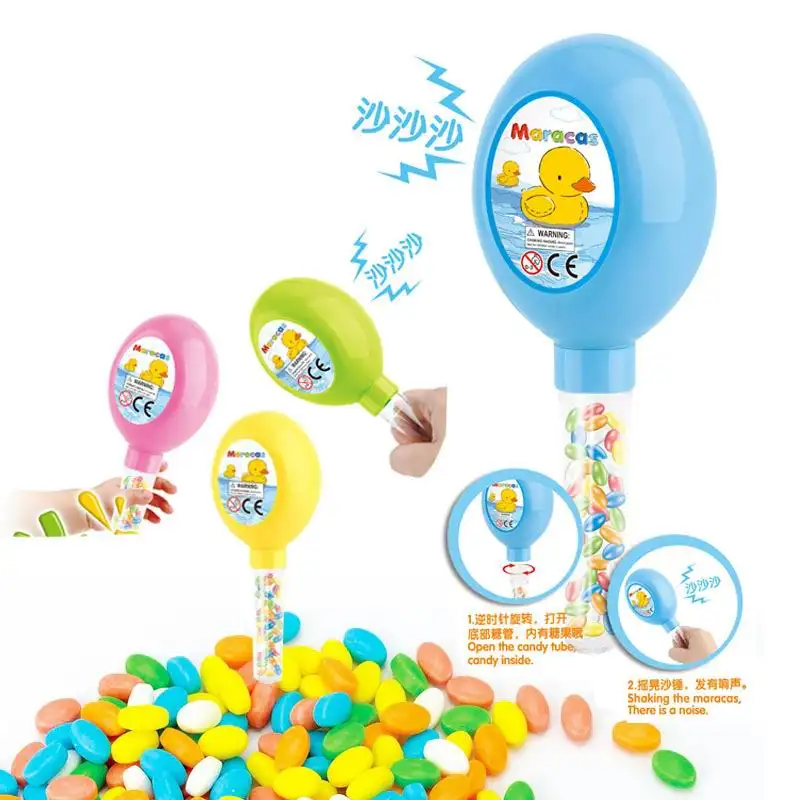 Doces e doces de marca embalados em plástico Mini Maracas Brinquedo Pato para campanhas promocionais
