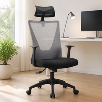 Chaise de bureau ergonomique moderne noire réglable et pivotante en maille pour usage domestique et commercial