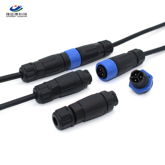 Waterproof Electrical Power Connector IP67 Cable Wire Joint 2Pin 3Pin 4Pin 5Pin Push Lock M16 Outdoor Lighting Connector