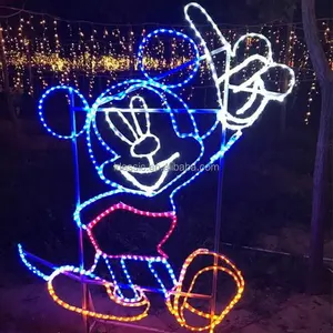 Açık ip ışık noel hayvanat bahçesi Mickey Mouse siluetleri ticari noel bahçe dekorasyonu