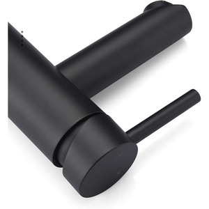 Robinet mélangeur en acier inoxydable noir, bec droit de 30 mm pour lavabo de salle de bain - Product Image 5
