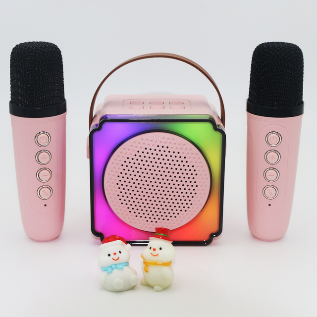 For 5.3 Karaoke Speaker for Kids IPX4 Waterproof 2 Wireless Mics Custom Logo LED RGB Lights for Digital Party Home