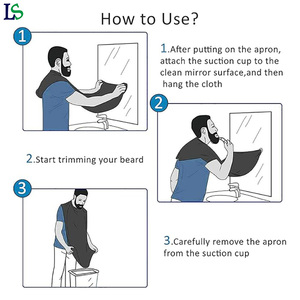 Logo personalizzato <span class=keywords><strong>uomo</strong></span> barba barba per la cura del grembiule per la pulizia del rasoio per adulti che rifilano la barba bavaglino con ventose - Product Image 2
