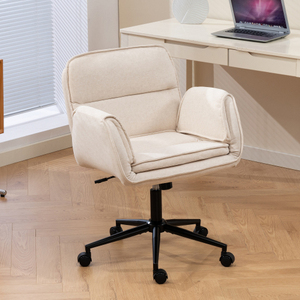 Modern Criss Cross Chair 5-Gear Adjustable Armrests Wheels Ergonomic Thickened <b>Backrest</b> Swivel Eco-Friendly Home Office Vanity - Product Image 5