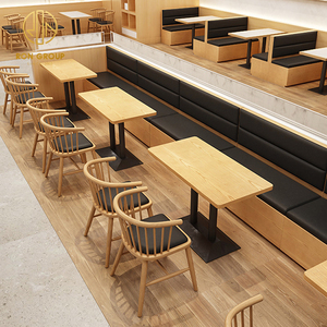 Thức ăn nhanh Oak gian hàng băng ghế sofa cà phê cửa hàng vuông thương mại cafe Gỗ Nhà Hàng đồ nội thất bàn và ghế gian hàng chỗ ngồi thiết lập - Product Image 5