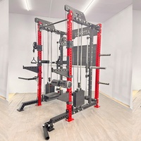 Máquina Smith Comercial con Power Rack, Polea Funcional, Estación de Ejercicios Pec Fly y Lat Pulldown