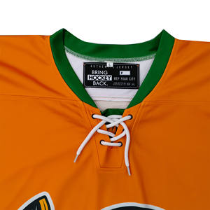 <span class=keywords><strong>Maillot</strong></span> de <span class=keywords><strong>hockey</strong></span> sur glace personnalisé orange, haute qualité, 100% polyester, impression par sublimation, antibactérien, séchage rapide, directement de l'usine - Product Image 4
