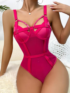 Dames Sexy Lingerie Korsetten Transparant Mesh Verleidelijke Bodysuits Voor Vrouwen Een Stuk Strakke Verstelbare Stropdas Comfort Ondergoed - Product Image 3