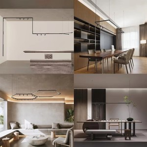 2700K dòng ánh sáng mặt dây chuyền tự làm kết hợp đèn chùm màu đen có thể điều chỉnh theo dõi ánh sáng sảnh khách sạn thiết kế cảm giác thiết bị chiếu sáng - Product Image 3