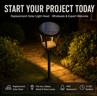 Tête de remplacement pour lampe solaire avec panneau solaire USB Type-C, étanche IP65 pour l'extérieur, pour allée, clôture, cour, allée de voiture, parterre de fleurs