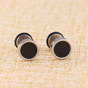 <strong>Men's</strong> Earings Titanium Steel Round Black Oil Drip <strong>Stud</strong> <strong>Earrings</strong> for <strong>Men</strong> Korean Fashion Stainless Steel Punk Jewelry Accessories - Product Image 2