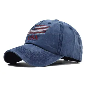 2023 logo kustom topi dan topi pria jembatan cetak bendera AS topi pas fleksibel Hari Kemerdekaan AS 4th topi pas kustom