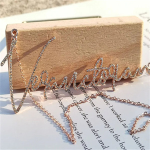 Gioielli personalizzati personalizzati in acciaio inossidabile lucido cristallo zircone lettera nome personalizzato collane per donna <span class=keywords><strong>uomo</strong></span> - Product Image 5