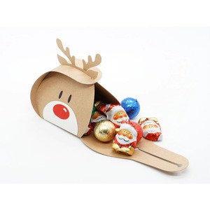 Christmas Reindeer <b>Treat</b> <b>Boxes</b> with Bow Holiday Party Favor Candy Cookie Gift <b>Boxes</b> for Kids - Product Image 3